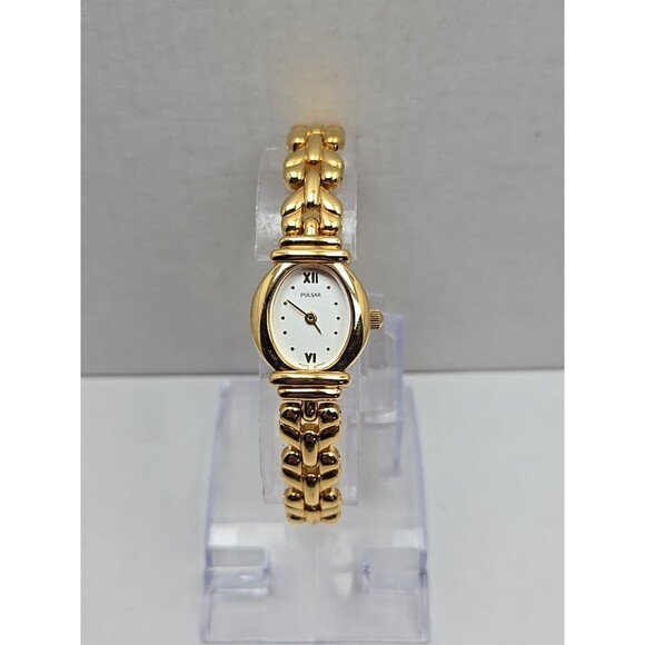 Pulsar by Seiko Gold Tone Oval Womens Quartz Watch New Battery Dress Slim Japan - Picture 1 of 10